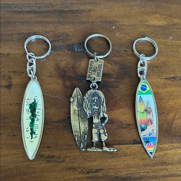 Surfboard Keychain Set with Brazil Accents Floripa New bundle of 3 - Picture 1 of 8